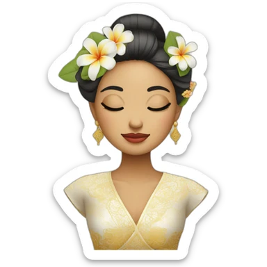 balinese woman in kebaya and cover handand close her eyes sticker