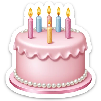 pearl light pink birthday cake with pearl decorations sticker