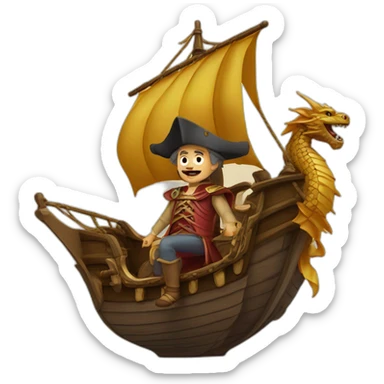 cristopher columbus full body in a dragon ship sticker