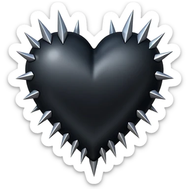 gothic black heart with silver spikes sticker