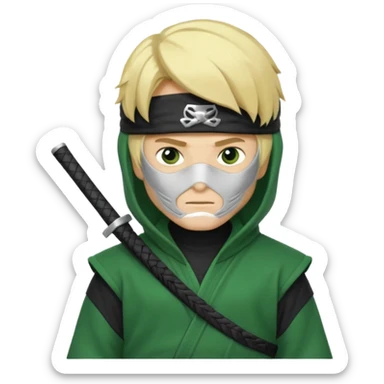 Green ninja Lloyd garmadon blonde hair, kaptur hoody on his head but blonde grzywka visible  sticker