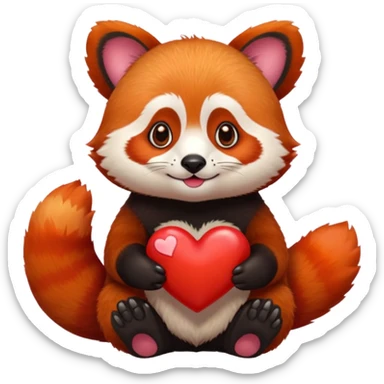 red panda holding a red emoji heart sticker