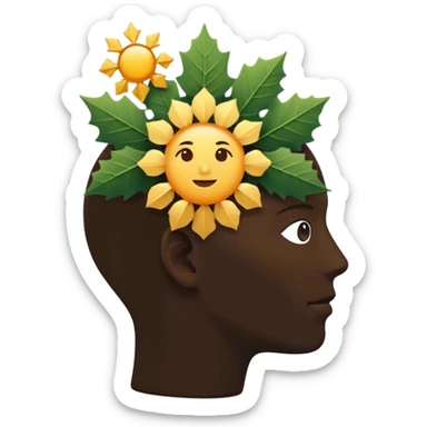 silhouette of a head with seasonal icons (leaf, snowflake, sun, flower) sticker