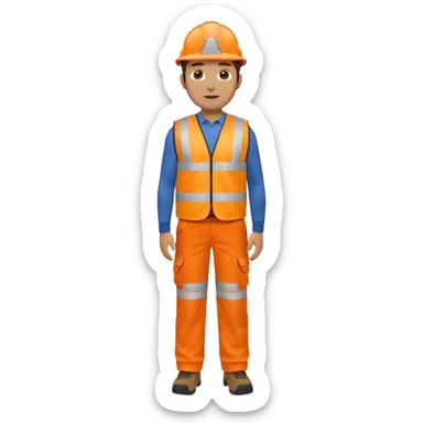 man  no helmet, in orange hi vis vest and chinos, standing full body sticker