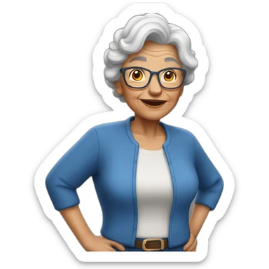 full grandmother in blue trousers sticker