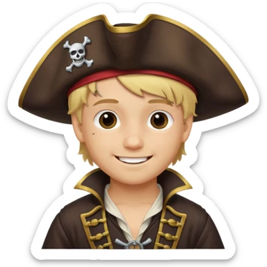 boy with blond hair that is dressed as a pirate sticker