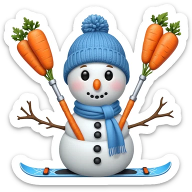 Snowman skiing sticker