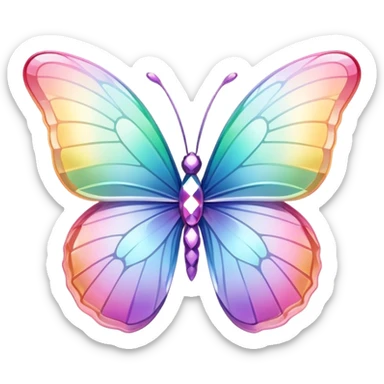 Pastel rainbow-gradient iridescent crystal butterfly sticker