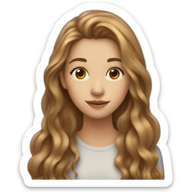 20 year old woman with long light brown hair and long face  sticker