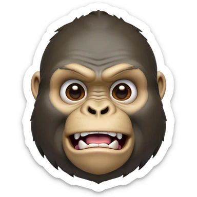 Cinematic Comical Gorilla Portrait Emoji, Head tilted dramatically with an exaggeratedly shocked expression, featuring a robust build with wide, comically expressive eyes full of humorous disbelief, Simplified yet hilariously expressive features, highly detailed, glowing with a slightly sassy jungle glow, high shine, dramatic yet playful, stylized with an air of quirky primate attitude, soft glowing outline, capturing the essence of a meme-worthy gorilla that appears ready to side-eye its way into viral fame! sticker