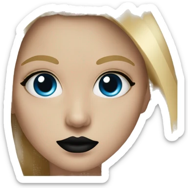 Girl with piercing blue eyes with black lip ring and gold nose ring sticker