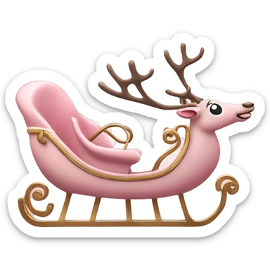 pale pink christmas sleigh with reindeers sticker