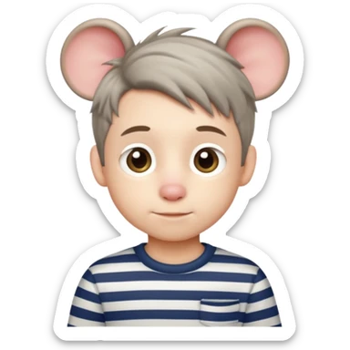 stripped shirt wearing Cute boy mice hair style. sticker