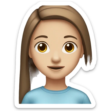 girl with straight brown hair and blue eyes sticker