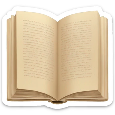 An open, hardcover book, depicted with a beige cover. Commonly used for various content concerning reading, writing, learning, and schooling. sticker