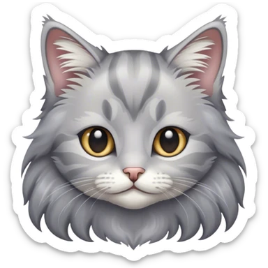 Grey variegated long-haired kitten sticker