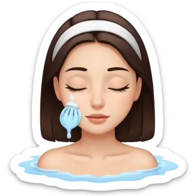 girl brunette getting a deep facial cleansing eyes closed sticker