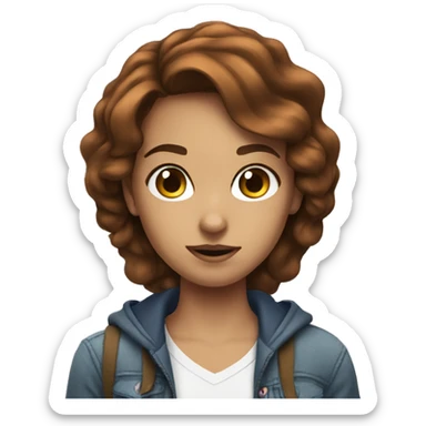 girl with brown hair spiderman sticker