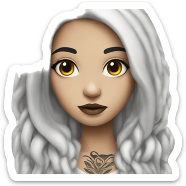 Beautiful girl with white skin, long black hair and tattoos sticker