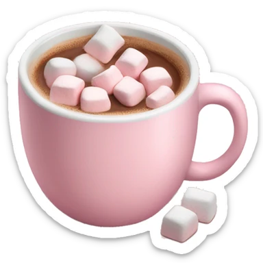 Light Pink mug of hot chocolate with marshmallows  sticker