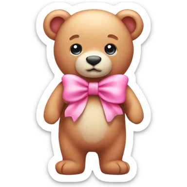 cute pink bear with pink bow sticker