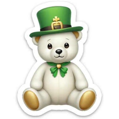 White St patricks day teddy bear sticker