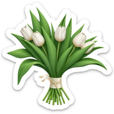White tulip bouquet sticker