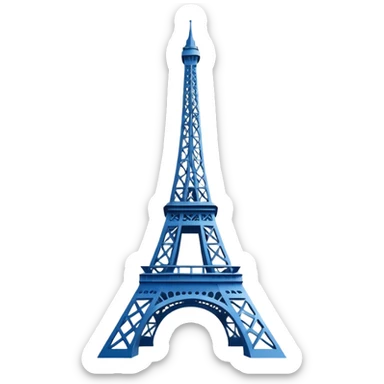 create a blue emoji of tour eiffel. vector style sticker