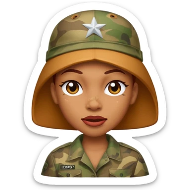 redbone baddie in camo, winking sticker