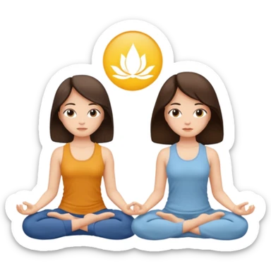 two brunetts meditating sticker