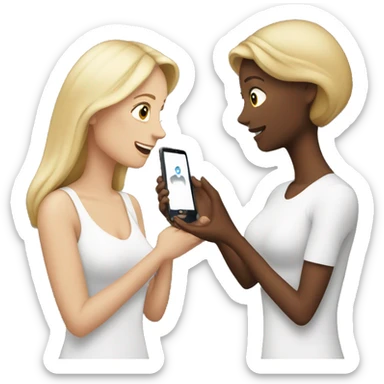 white woman showing her phone to another white woman sticker