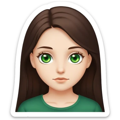 Garota de olhos verdes pele clara, cabelo longo e moreno escuro  sticker