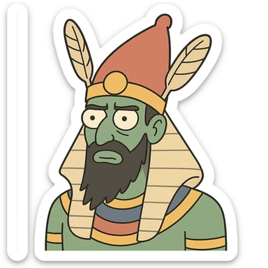 flat toon style head of Osiris, ancient Egyptian deity sticker