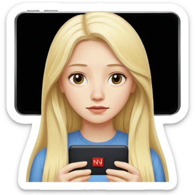 Blonde long hair lady watching Netflix sticker