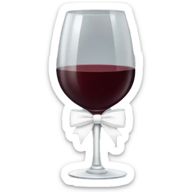 Red wine glass with a white bow sticker