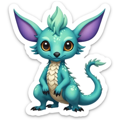 Cool cute fantasy Fionbri-Vernid-creature by griffsnuff & LiLaiRa & Falvie full body sticker