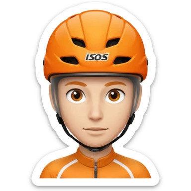 bicycle racer helmet orange sticker