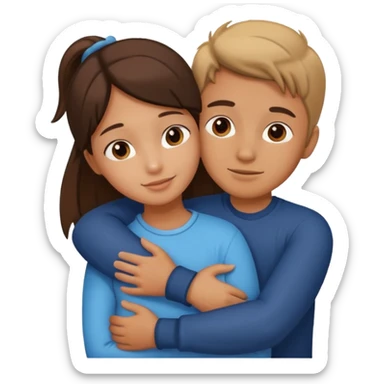 A girl and a boy hugging each other sticker