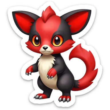 Cute cool black red animal hybrid Fakemon full body  sticker