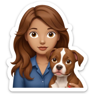 girl with long wavy hair and tan with a putbull in her hands sticker