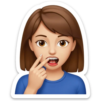 Une fille brune et blanche qui se mord l'ongle avec ses dents sticker