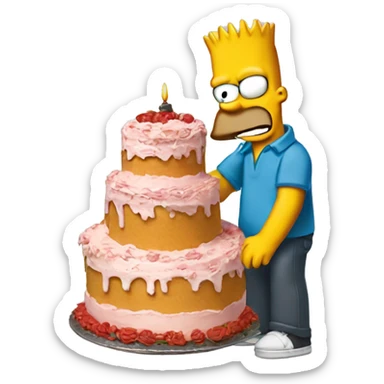 BART Simpson with a cake sticker