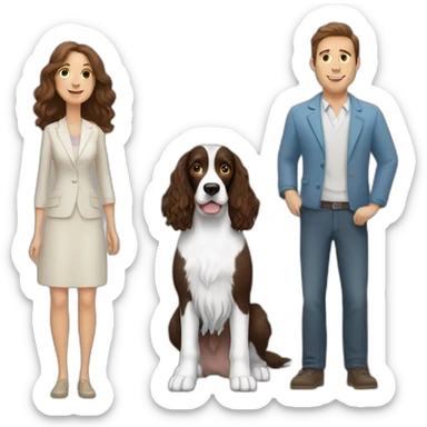 Springer spaniel with man and woman sticker