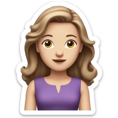 White girl with brown hair in purple dress sticker
