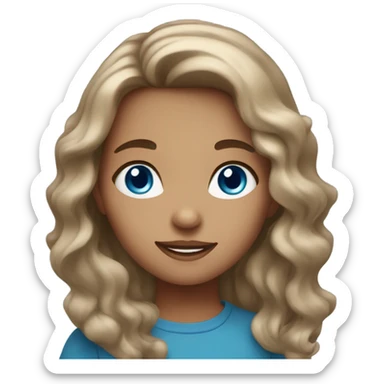 A girl with blue eyes and brown wavy hair sticker