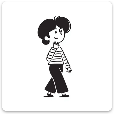 playful cartoon character, hand-drawn doodle style, simple lines, friendly expression sticker