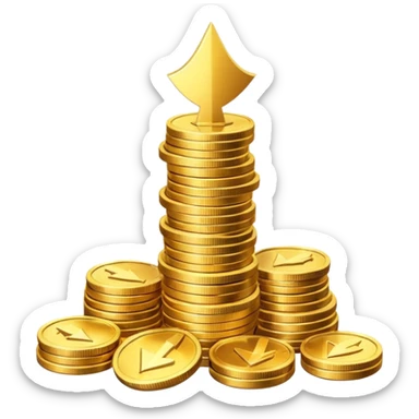 stack of coins with an upward arrow, representing saving money sticker