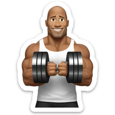 Dwayne Johnson with dumbells in his hands sticker