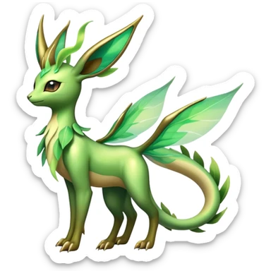 Exotic Tropical Rare Shiny Epic Ethereal Leafeon-Flygon-Tropius-hybrid, full body sticker