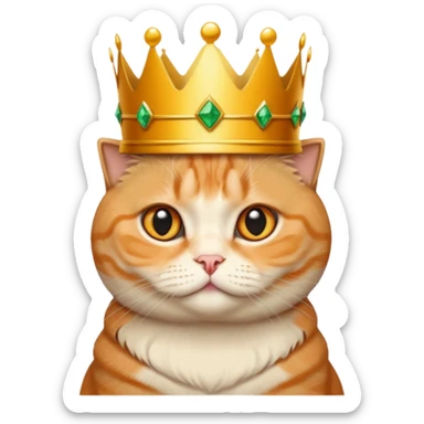 Orange Scottish fold with crown queen  sticker